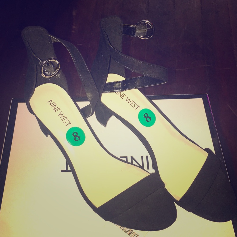 NW7 PERSIST black suede faux heels